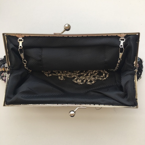 Vintage Beaded Clutch Shoulder Bag w Metal Closure - Picture 4 of 6